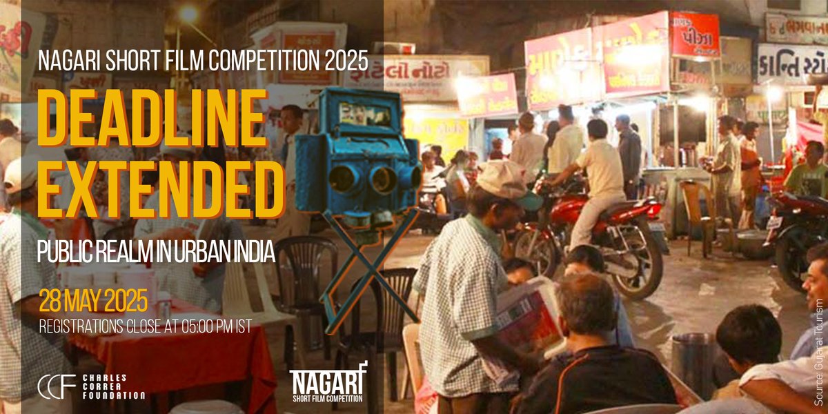 CCFGoa's tweet photo. Deadline Extended! 

Registrations for the Nagari Short Film Competition 2025 will now close on 28 May, 2025 at 5:00 PM IST.

Apply now by clicking the link - https://t.co/0CsSrl6Or6

‘Public Realm in Urban India’ https://t.co/m7fyqFahVO