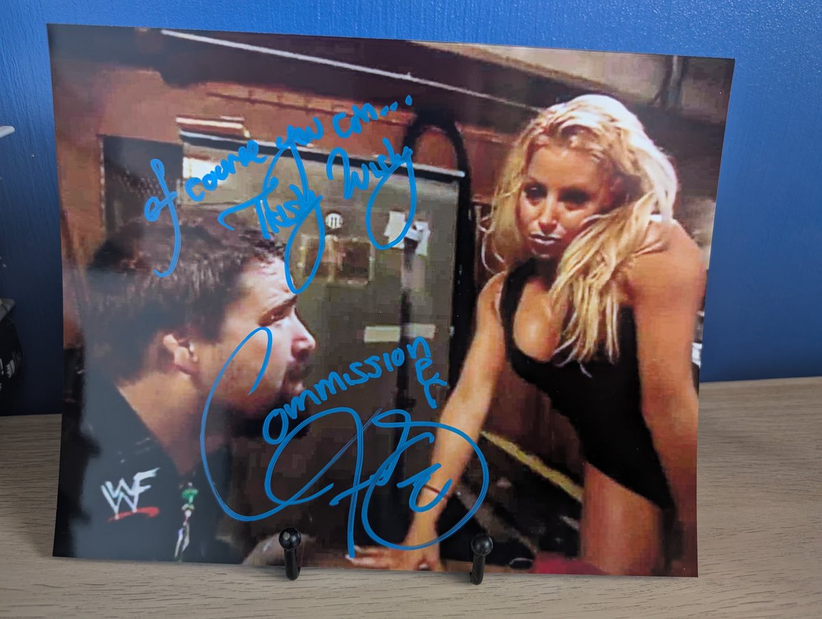 jonfarmer1988's tweet image. Had this signed up last week by #mickfoley ready to meet @trishstratuscom at @comicconwales August 2025 to complete. Can't wait to meet Trish what a legend #comicconwales #thankyoutrish #autograph #wwe #wwehof