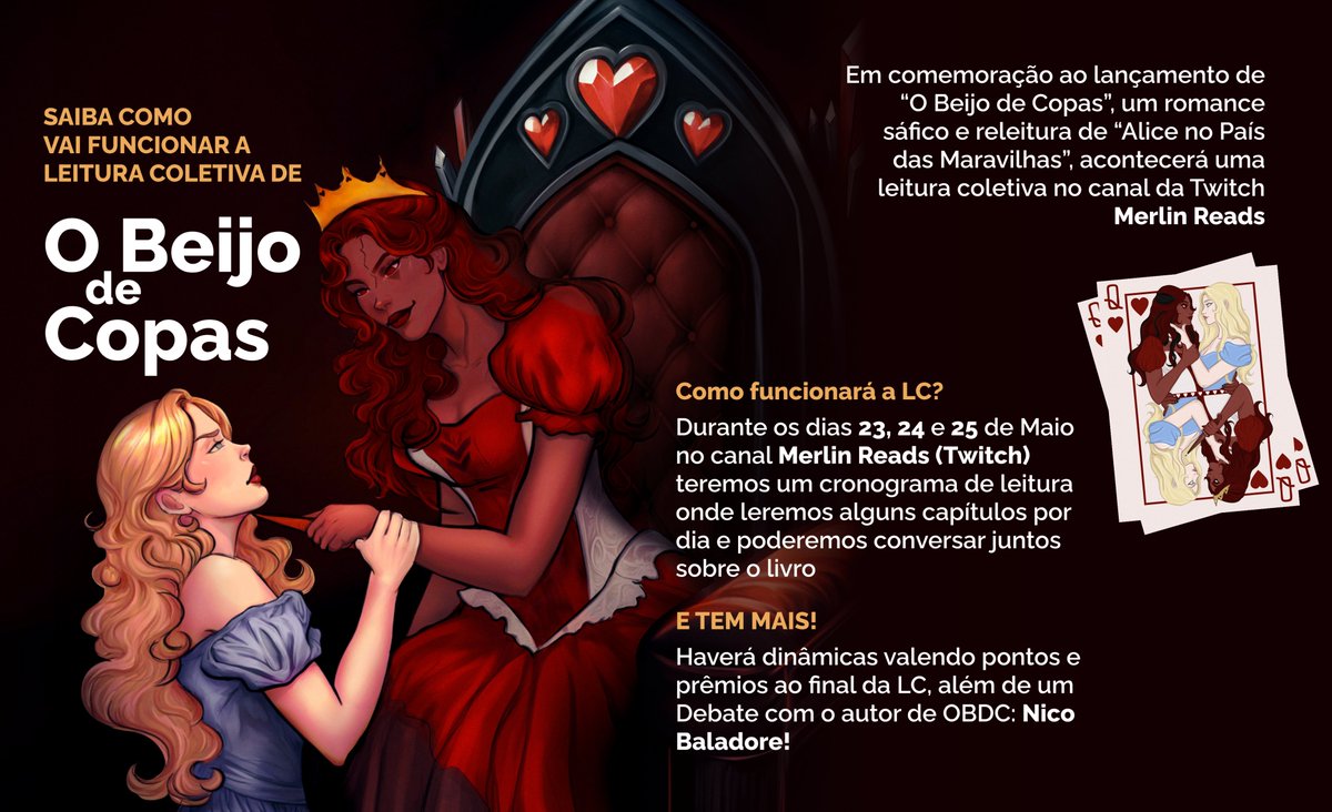 Participe da Leitura Coletiva de 'O Beijo de Copas' escrito Nico Baladore (<a href="/nicobaladore/">nico ♡ SCC NA AMAZON</a>)

A LC começa hoje no canal Merlin Reads (<a href="/merlinreads/">merlin 📖</a>) na Twitch por volta das 17h!

Para participar do grupo oficial da LC, nos envie uma mensagem ♥️