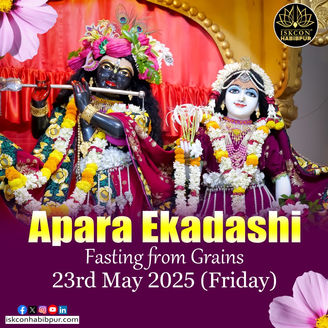 ISKCONHabibpur's tweet photo. #aparaekadashi2025 #Ekadashi 
#harekrishna #iskcon 

Eat less Chant more 
Complete Fasting from Grains 

Chant Hare Krishna and be Happy 

Hare Krishna Hare Krishna
Krishna Krishna Hare Hare
Hare Rama Hare Rama
Rama Rama Hare Hare https://t.co/df1siTAz5D