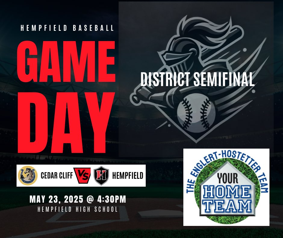 Hempfield Baseball (@blackknightbase) on Twitter photo The Englert-Hostetter Home Team Gameday! Hempfield takes on Cedar Cliff today at home @ 4:30pm in the District III Semi-Final. All tickets must be purchased online at: events.hometownticketing.com/boxoffice/piaa… englerthostetterhomes.com <a href="/HSDSportsScores/">Hempfield Athletics</a> <a href="/lanclebbase/">LancLebBase</a> <a href="/piaadistrict3/">PIAA District III</a> The Englert-Hostetter Home Team Gameday! Hempfield takes on Cedar Cliff today at home @ 4:30pm in the District III Semi-Final. All tickets must be purchased online at: events.hometownticketing.com/boxoffice/piaa… englerthostetterhomes.com <a href="/HSDSportsScores/">Hempfield Athletics</a> <a href="/lanclebbase/">LancLebBase</a> <a href="/piaadistrict3/">PIAA District III</a>