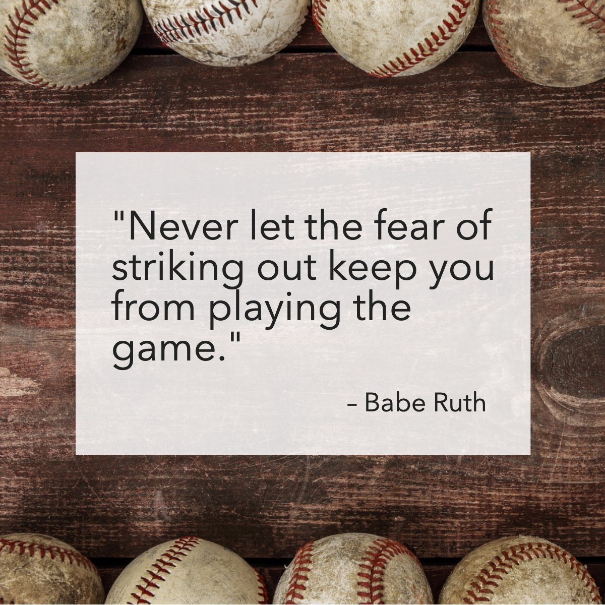 HomeofTampabay's tweet photo. I guess we just have to keep playing! 🙏

Share with us a motivational quote! 💭

#inspiring #motivation #sports #baseball #baberuth #quote https://t.co/bdDvDjwDaG