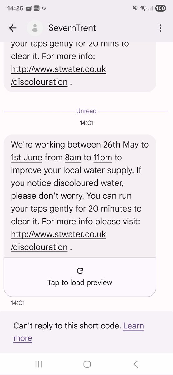 Mark Howell (@blacon_blue) on Twitter photo Cheers <a href="/stwater/">Severn Trent</a>. I'm on a meter, so will you refund me to run my taps for 20 mins?
Oh, and stop tipping shit into the River Dee while your at it. Cheers <a href="/stwater/">Severn Trent</a>. I'm on a meter, so will you refund me to run my taps for 20 mins?
Oh, and stop tipping shit into the River Dee while your at it.