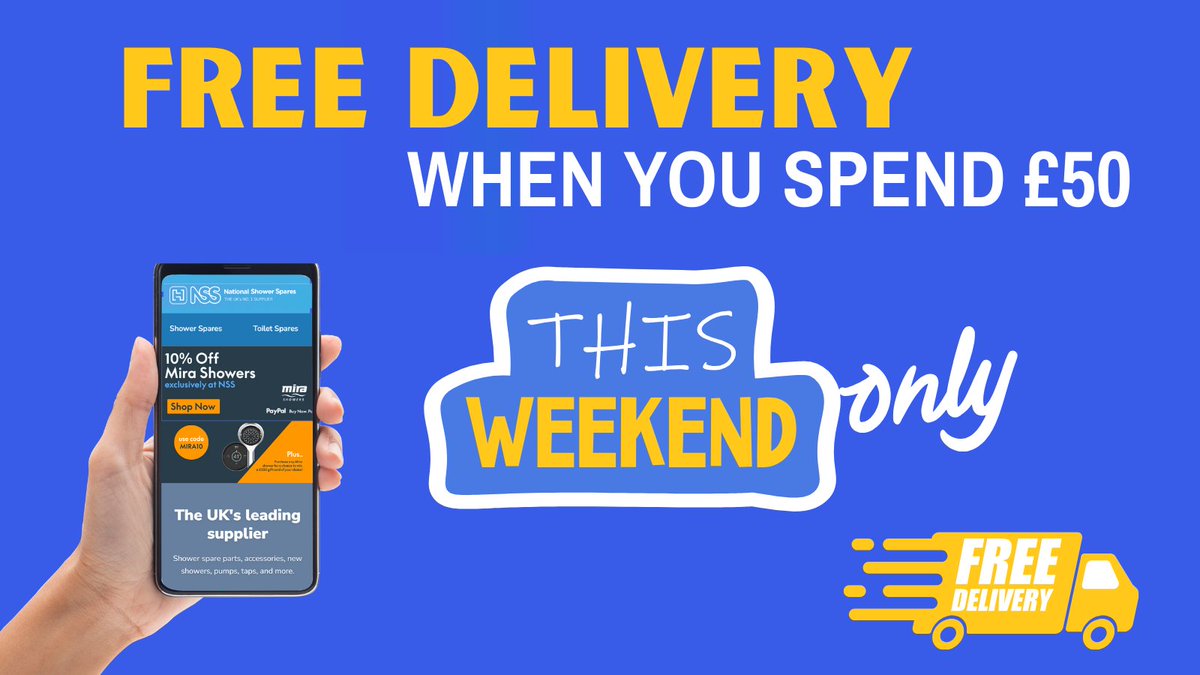 NatShowerSpares's tweet photo. Free Delivery Alert! 🚚🌼

Celebrate the Spring Bank Holiday weekend with free delivery on all orders over £50 – all weekend long! 🌷🌞

Don't miss out – this offer is only valid this weekend!

🛒 Shop now: https://t.co/jyfZYHPKXe https://t.co/js5ANu5XnD