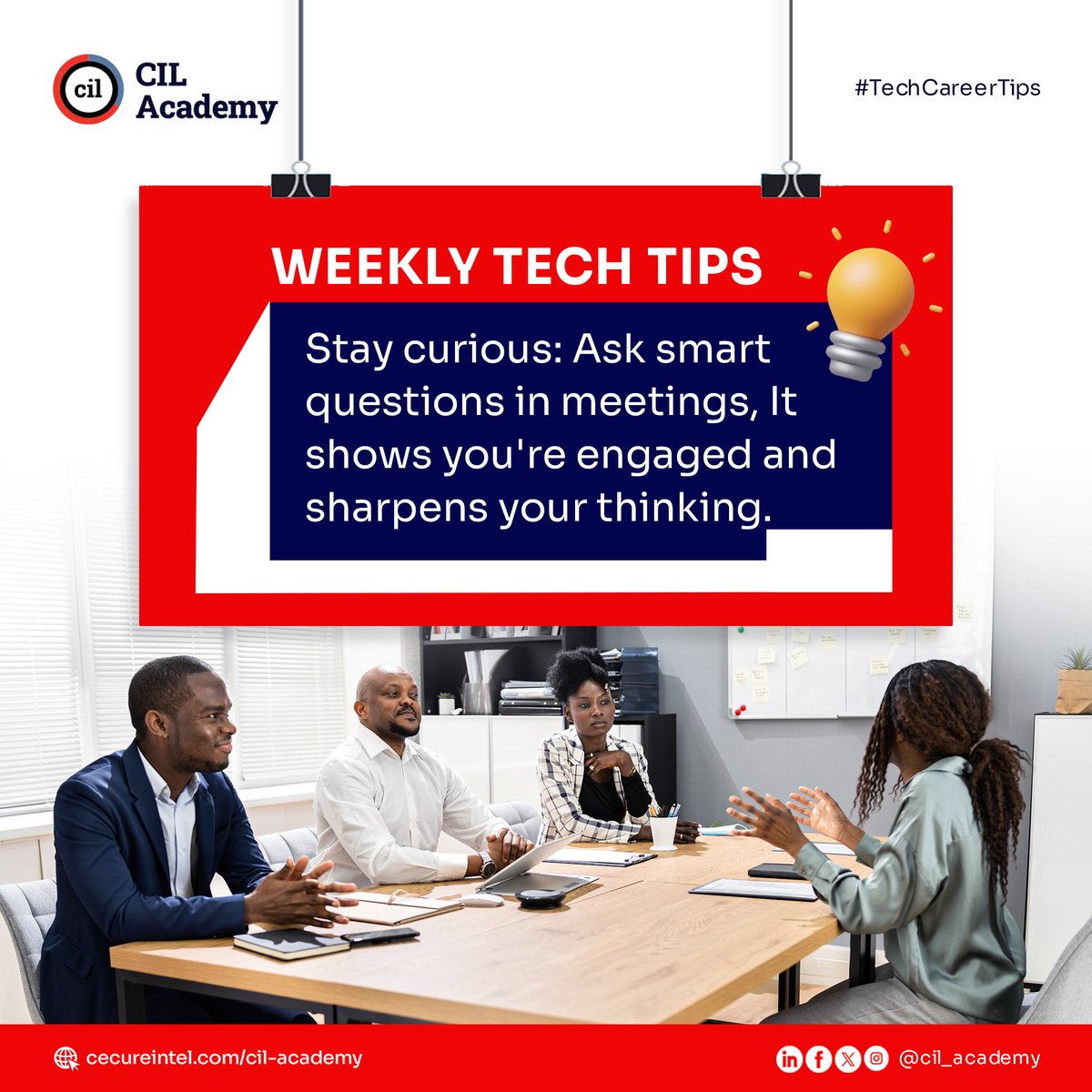 cil_academy's tweet image. Asking smart questions isn’t a weakness—it’s how you stand out. Stay curious, stay sharp.
#TechCareerTips #CuriosityInTech #StandOutInTech #CILAcademy #TechGrowth #AskSmartQuestions