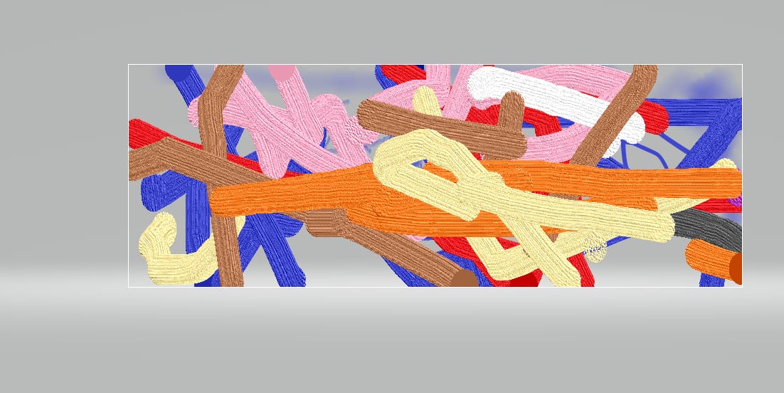 My 3 yrs old boy draw this in 3D Paint windows App :