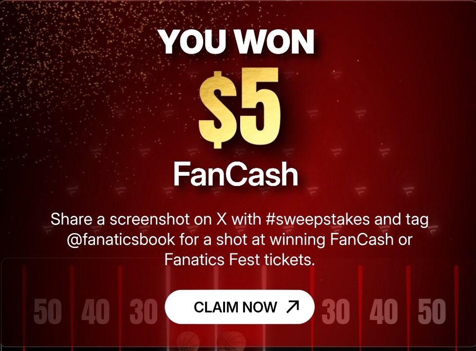 RonaldTallon's tweet photo. Another Friday, another $5 in fan cash! @FanaticsBook https://t.co/bnz6Vg1B6t