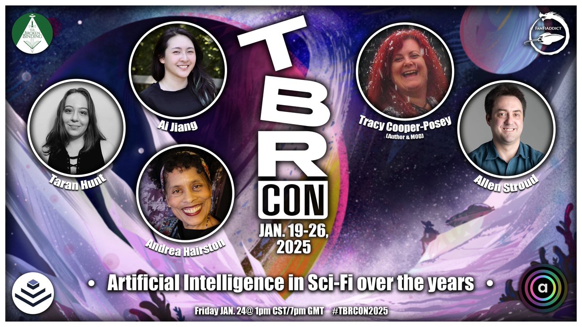 🌟 <a href="/TBR_Con/">TBRCon</a> 2025 Highlight 🌟
The "Artificial Intelligence in Sci-Fi" panel with Tracy Cooper-Posey (mod) <a href="/AiJiang_/">Ai Jiang || 江艾 || 🇨🇳🇨🇦</a> <a href="/AllenJStroud/">Allen Stroud</a> <a href="/TaranHunt/">Taran Hunt</a> &amp; Andrea Hairston is now available in audio on our podcast feed.

LISTEN/WATCH HERE:
linktr.ee/SFFAddicts
youtube.com/live/0LsFxQFxo…