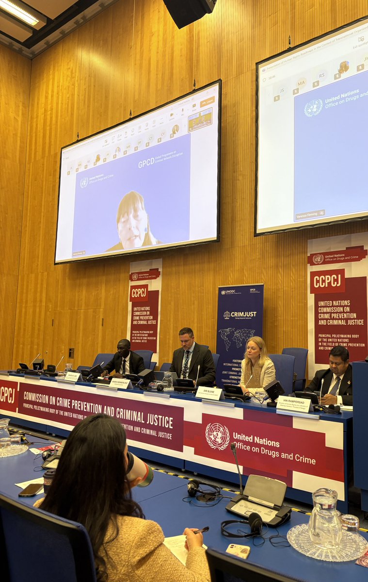 🌐 At #CCPCJ34, the CRIMJUST side event spotlighted ⚖️ challenges and progress in applying #HumanRights Roadmaps to organized crime cases, featuring powerful experiences from 🇬🇲 The Gambia and 🇹🇹 Trinidad and Tobago. 🙌 Grateful to all who contributed and attended!