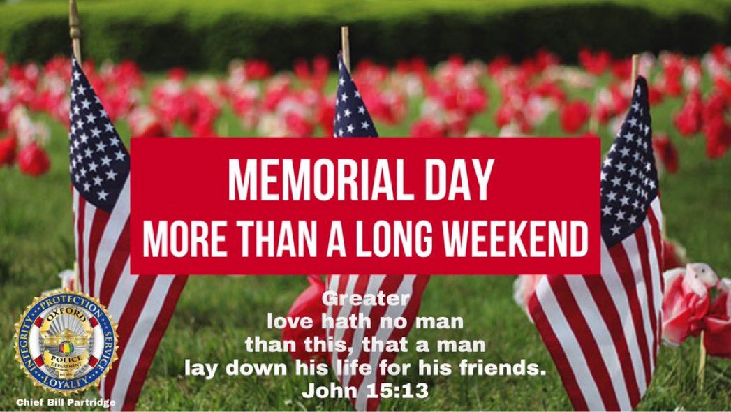 Memorial Day weekend is much more than just a long weekend. 

Greater
love hath no man
than this, that a man
lay down his life for his friends.
John 15:13