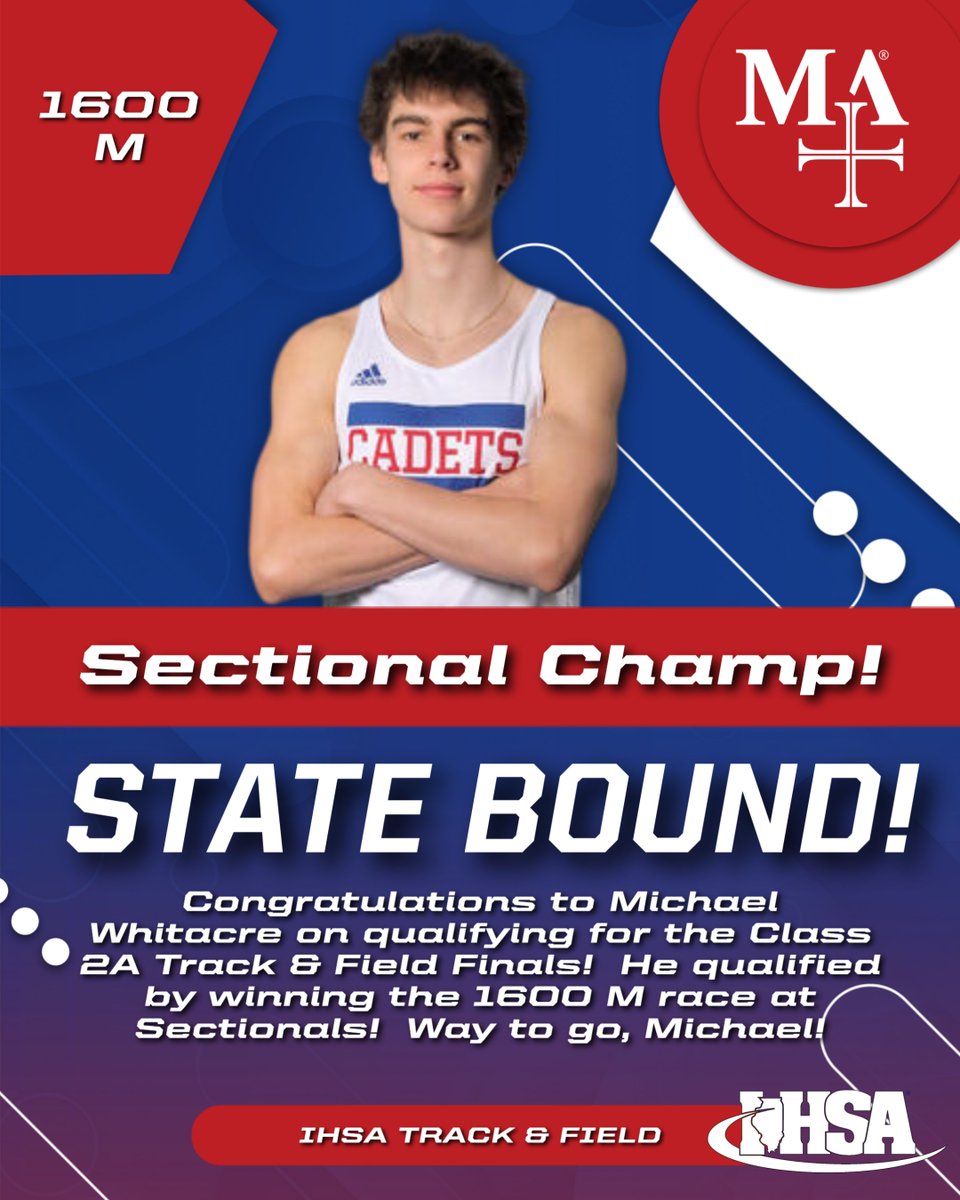 Marmion Athletics (@marmionad) on Twitter photo STATE BOUND! Congratulations to junior, Michael Whitacre, on qualifying for the Class 2A Track & Field Finals! Michael won the 1600 M race at Sectionals to earn a trip downstate! Way to go, Michael! <a href="/MarmionXCTF/">Marmion XC & Track</a> STATE BOUND! Congratulations to junior, Michael Whitacre, on qualifying for the Class 2A Track & Field Finals! Michael won the 1600 M race at Sectionals to earn a trip downstate! Way to go, Michael! <a href="/MarmionXCTF/">Marmion XC & Track</a>