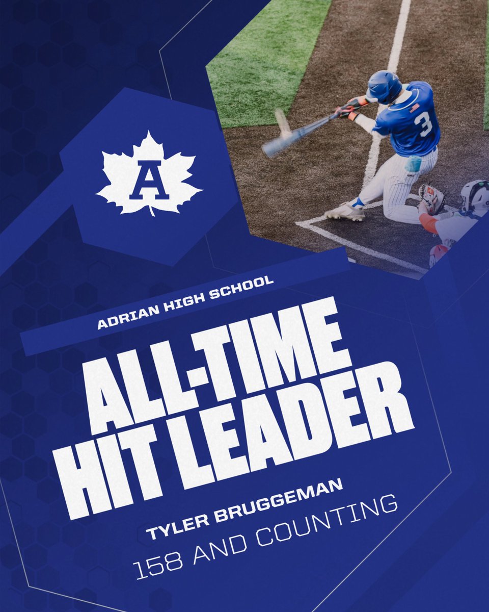 BaseballMaple's tweet image. Congratulations to Tyler Bruggeman!
158 hits and counting!
Adrian High School's All-Time Hit Leader breaking Andrew See's record that stood for over 28 years!
Go Maples!
@TylerBrugge06