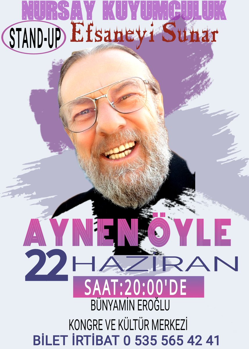 asekeroglu23's tweet photo. "AYNEN ÖYLE" STAND-UP 
GÖSTERİMİZ;
22/HAZİRAN/PAZAR 20:00'DE
BÜNYAMİN EROĞLU KONGRE VE KÜLTÜR MERKEZİN DE... https://t.co/mdNNIcNT4s