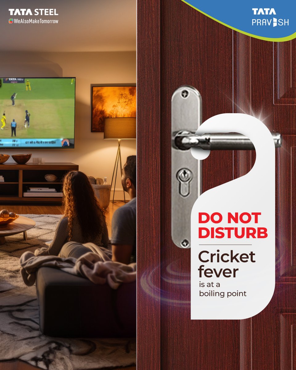 TataPravesh's tweet photo. Shhh!!
On the other side of this door:
Jumping, shouting, lucky jersey-wearing madness. This isn’t just a match — it’s a full-blown indoor stadium.
.
.
#TataPravesh #AkelaHiKaafiHai #AHKH #CricketFeverInside #SteelStrongOutside #MatchModeOn #MatchDay #Trending #Cricket https://t.co/AsArD2MP5v