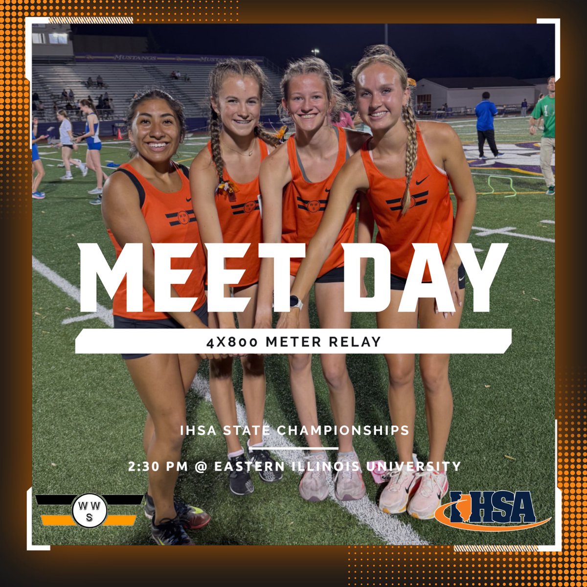 🏆 MEETDAY 🏆

🏆 IHSA State Championships
🏟️ Eastern Illinois University 
📍Charleston, IL

🕚 4x800 Meter Relay - 2:30pm
📊 results.adkinstrak.com/meets/52966
ℹ️ ihsa.org/Sports-Activit… <a href="/WWSathletics/">WWS Athletics</a> <a href="/CamposLorie/">Lorie Campos</a> <a href="/CUSD200/">CUSD 200 #YourCommunitySchools</a> <a href="/wwstiming/">WWS Timing</a> <a href="/wwsbtf/">WWS Boys Track</a>