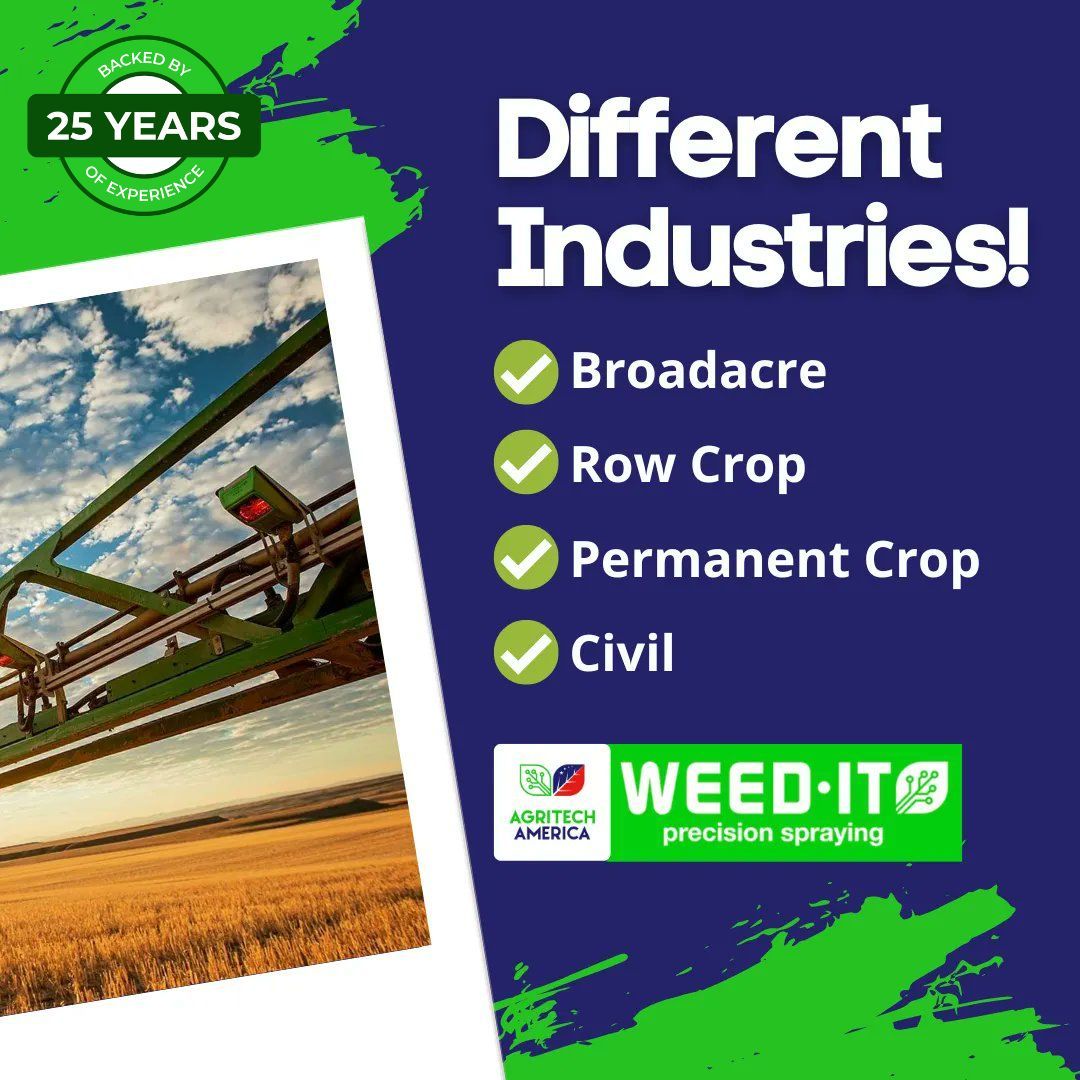 4 industries - 1 solution! ✅

The WEED-IT 's precision spraying technology has been adapted to save users 80-90% on chemical costs in 4 different industries. Remember: what's good for the environment can also be great for your wallet!

Learn more at weedit.tech