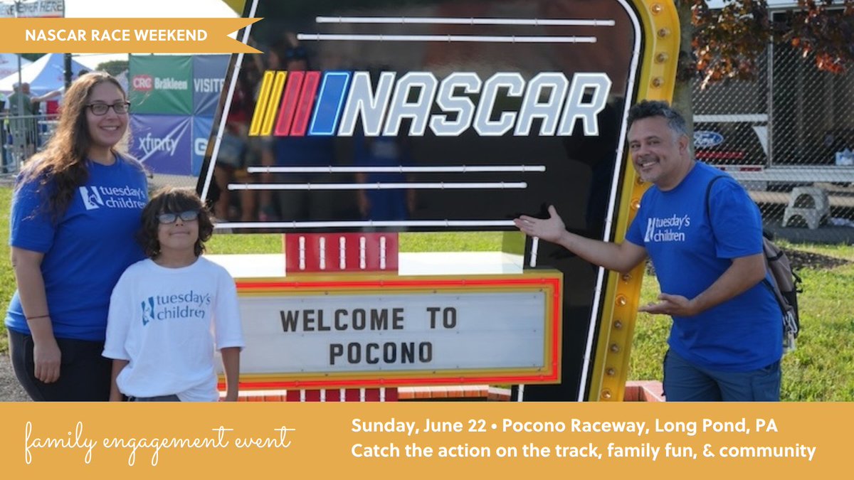 Tuesday's Children (@tuesdayschldrn) on Twitter photo Registration is open for our family engagement at Pocono Raceway! Join us June 22 for <a href="/NASCAR/">NASCAR</a> Weekend and Gold Star Family Breakfast.
Details & registration: tuesdayschildren.org/event/pocono-r…
Thanks to <a href="/PoconoRaceway/">Pocono Raceway</a> Dept of Military Affairs and SGM(R) Kevin Bittenbender for hosting us! Registration is open for our family engagement at Pocono Raceway! Join us June 22 for <a href="/NASCAR/">NASCAR</a> Weekend and Gold Star Family Breakfast.
Details & registration: tuesdayschildren.org/event/pocono-r…
Thanks to <a href="/PoconoRaceway/">Pocono Raceway</a> Dept of Military Affairs and SGM(R) Kevin Bittenbender for hosting us!