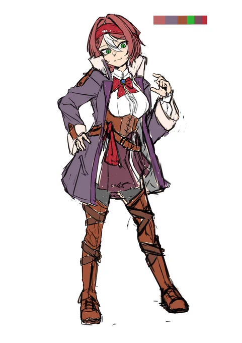 今日のBBAペンで描いたキャラデザラフ