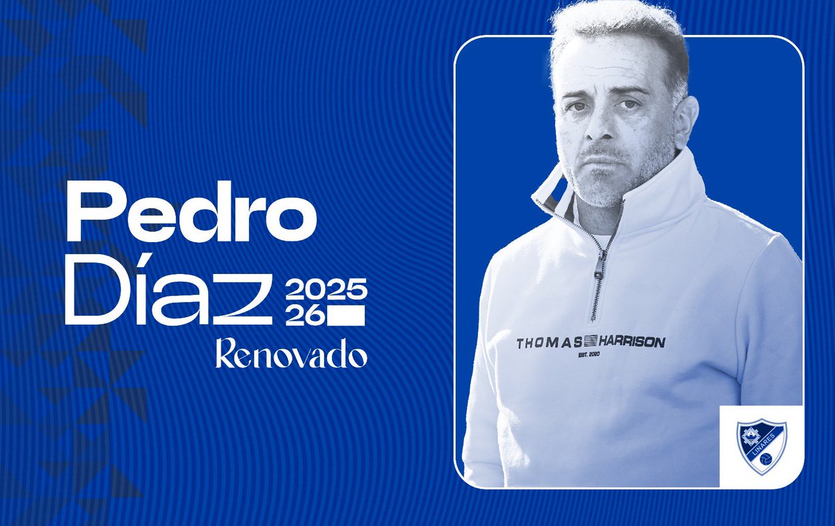 🔵 𝐏𝐄𝐃𝐑𝐎 𝐃Ɩ́𝐀𝐙 • 𝟐𝟎𝟐𝟔

¡Pedro Díaz 𝗖𝗢𝗡𝗧𝗜𝗡𝗨𝗔𝗥𝗔́ una temporada más como 𝗘𝗡𝗧𝗥𝗘𝗡𝗔𝗗𝗢𝗥 del #LinaresDeportivo!

➡️ El club apuesta por la continuidad de un proyecto que ha demostrado solidez y compromiso bajo su dirección, con la firme intención de