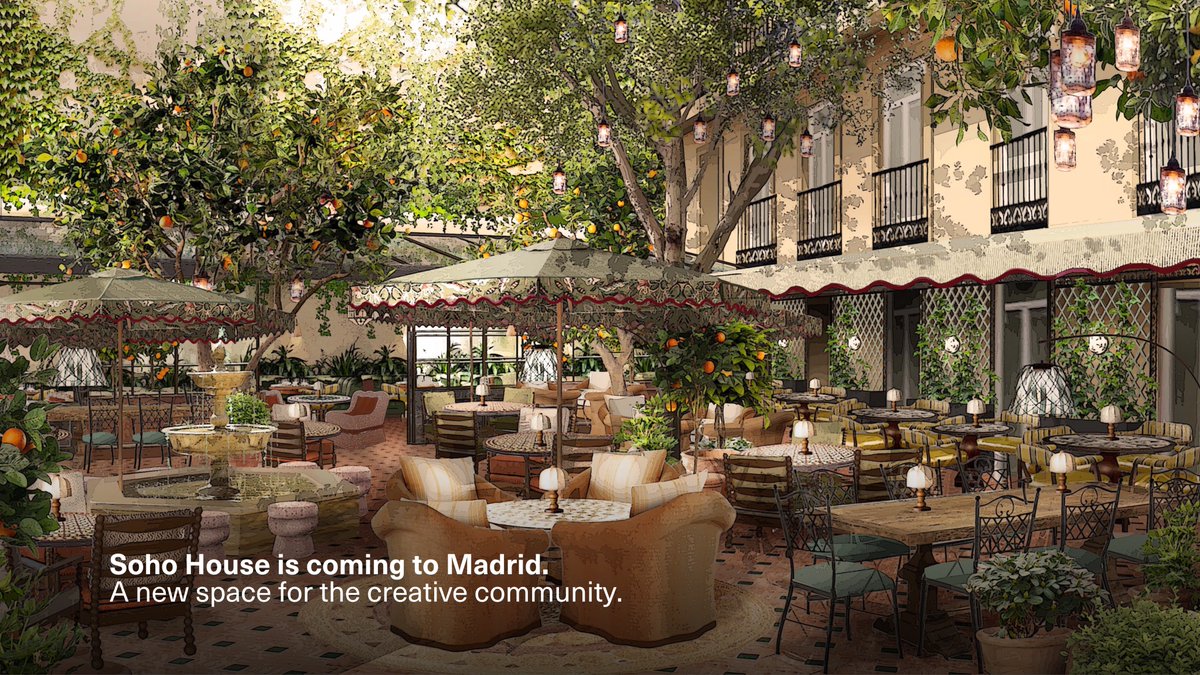 somagrp's tweet photo. We are thrilled to present Soho House Madrid, a space designed to reflect the city’s creative energy.   This marks an exciting chapter, more to come soon.   

#SohoHouseMadrid #SOMA #International #ShapingTransformation https://t.co/irYPD2Ph47