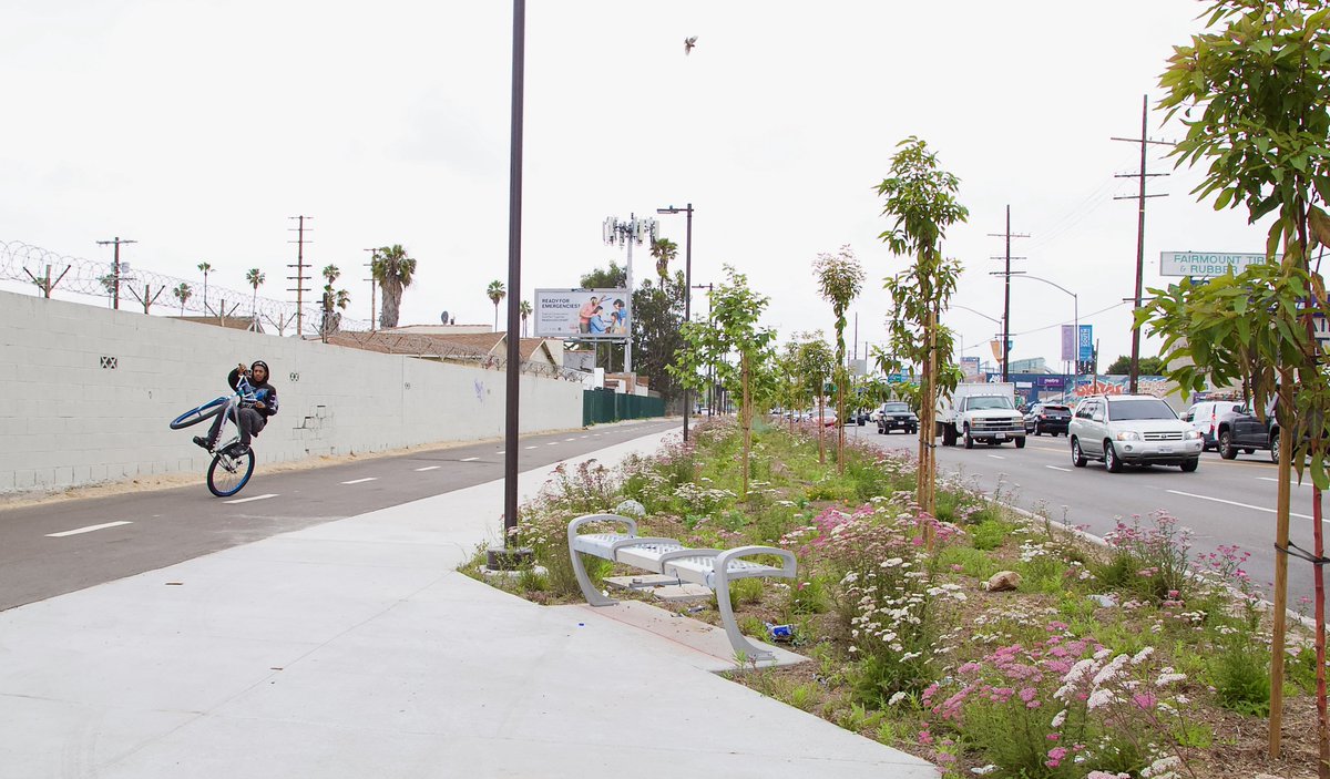 Last weekend, the rail-to-rail path along the Slauson corridor opened. The $166M project was a dozen years in the making.