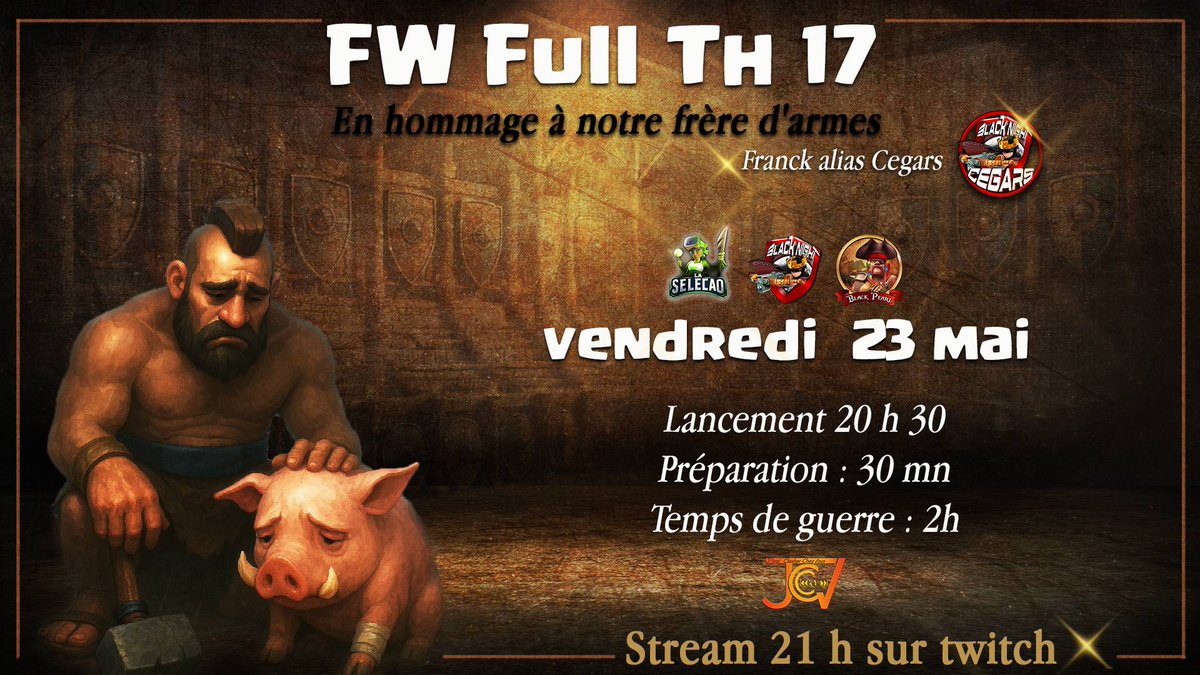 Black Night Club (@blacknightclub4) on Twitter photo MERCI ❤️ à tous ceux qui ont répondu présents pour honorer la mémoire de Franck ce soir.
Nous avons mélangé les joueurs inscrits aléatoirement pour faire deux teams en 30 v 30
Un grand merci à <a href="/katiaJCCV/">Katia / J'irai clasher chez vous</a> pour sa disponibilité et la belle affiche ci dessous et pour le stream MERCI ❤️ à tous ceux qui ont répondu présents pour honorer la mémoire de Franck ce soir.
Nous avons mélangé les joueurs inscrits aléatoirement pour faire deux teams en 30 v 30
Un grand merci à <a href="/katiaJCCV/">Katia / J'irai clasher chez vous</a> pour sa disponibilité et la belle affiche ci dessous et pour le stream