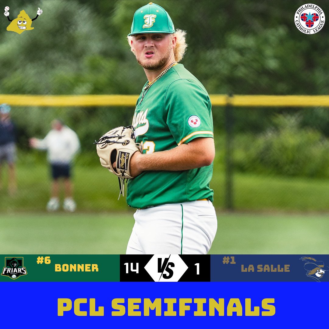 Delco Baseball Now (@delcobaseball) on Twitter photo BONNER STUNS LA SALLE TO RETURN TO THE PCL CHAMPIONSHIP 🔰
What a performance by #6 <a href="/Bonner_Baseball/">Friars Baseball</a>, who will take on #5 Archbishop Ryan Saturday at 11:00 at Widener University broadcasted on our YouTube channel after a 14-1 win over reigning champion La Salle.
Gavin DiRita BONNER STUNS LA SALLE TO RETURN TO THE PCL CHAMPIONSHIP 🔰
What a performance by #6 <a href="/Bonner_Baseball/">Friars Baseball</a>, who will take on #5 Archbishop Ryan Saturday at 11:00 at Widener University broadcasted on our YouTube channel after a 14-1 win over reigning champion La Salle.
Gavin DiRita