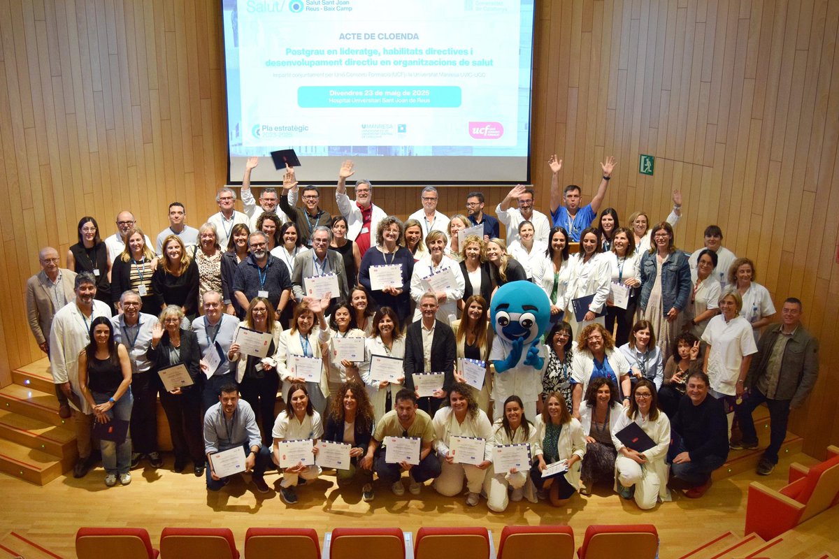 HospitalReus's tweet photo. 📍 L’Auditori de l’@HospitalReus ha acollit avui l’acte de cloenda del Postgrau en Lideratge, Habilitats Directives i Desenvolupament Directiu en Organitzacions de Salut, que han impartit, conjuntament, la @UCFormacio i la @UManresa.
 
🔗 https://t.co/jmTClc7PRr https://t.co/RSlBHi4Ha9