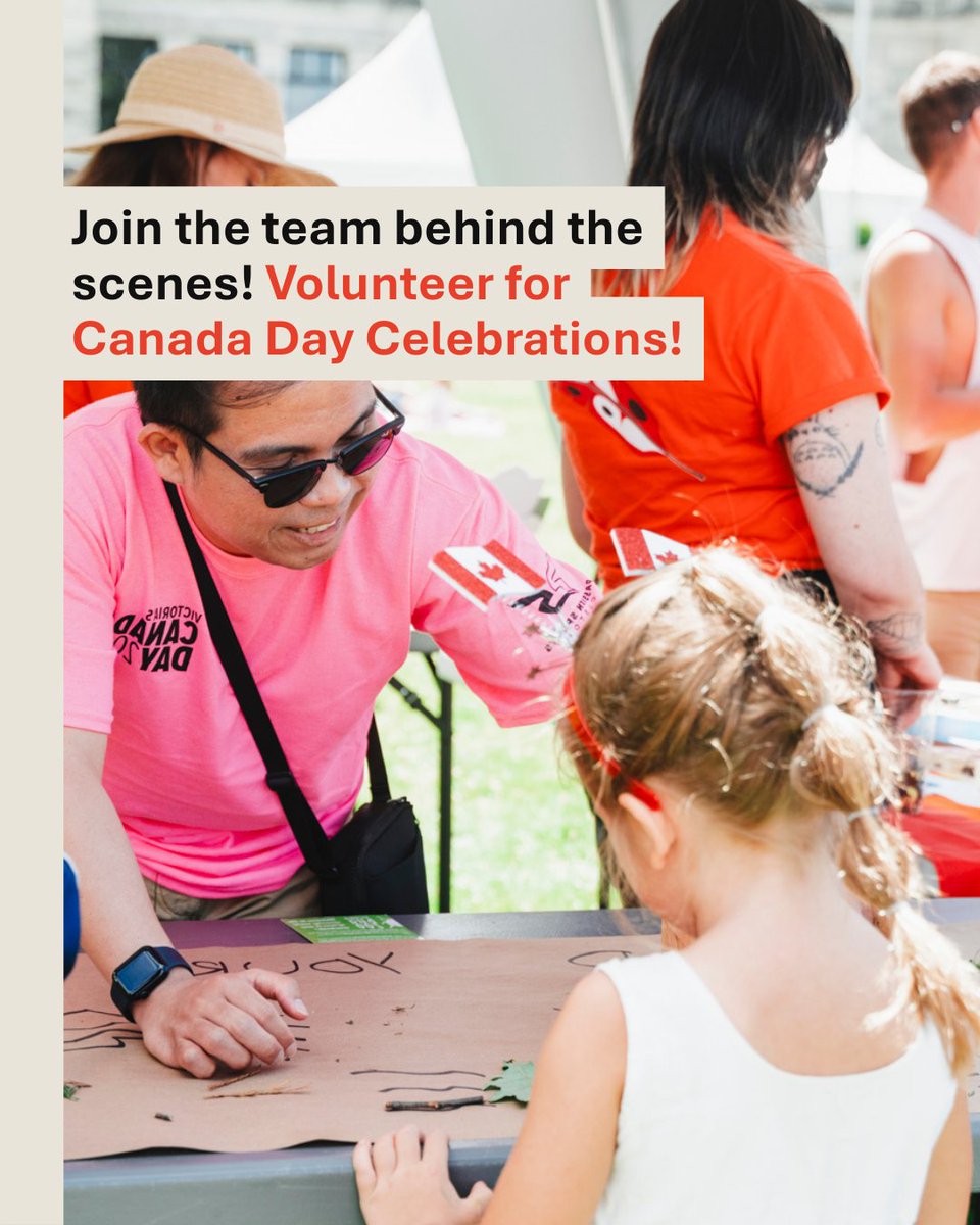 🎉 Get involved in Canada Day 2025!

We’re looking for volunteers to help bring Victoria’s Canada Day celebration to life - from behind-the-scenes support to front-line energy.

✨Sign up now to be part of the team that makes it all happen: ow.ly/wktn50VXYWP