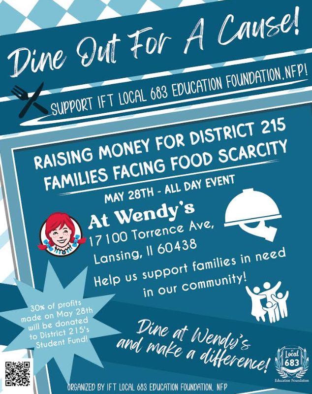 Coming Wednesday, May 28th.... your business and the mention of this cause can help District 215 families.