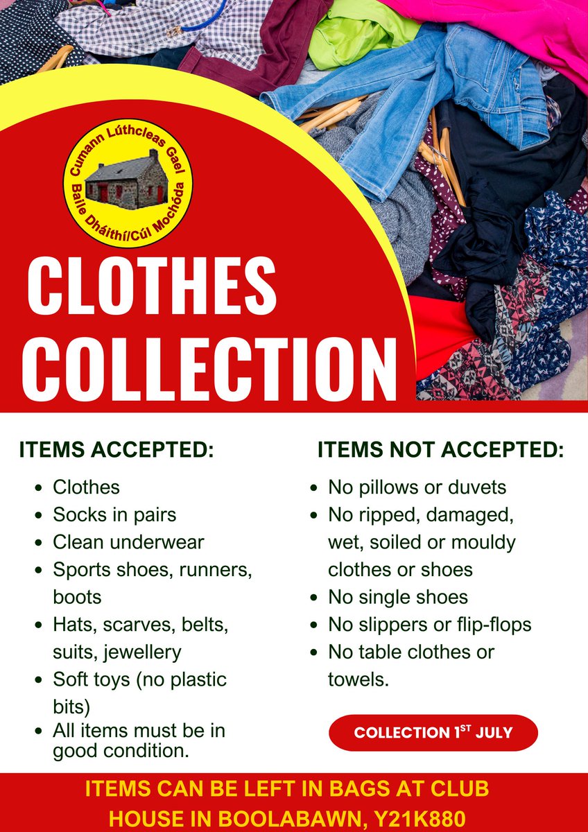 Clothes Collection - Club Fundraiser
Get all the latest news on the Davidstown Courtnacuddy GAA app member.clubspot.app/club/davidstow…