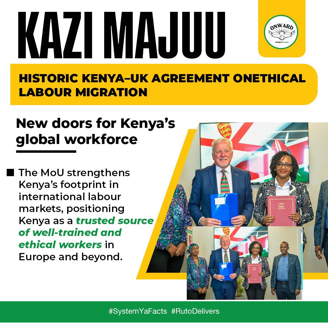 Thee_mitunda's tweet photo. Kazii Majuu programme through the MoU will open new doors for kenyan’s global workforce . We are top because we have trusted source of well trained and ethical workers. Hongera sana Madam Ps .
#kazimajuu https://t.co/7vr10NcUAb