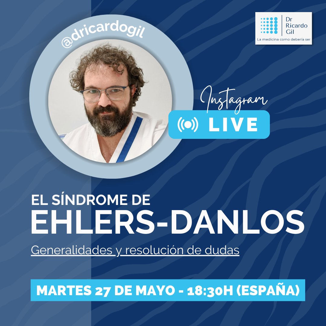🤩 ¿Qué haces el próximo martes? 📲 ¡Porque te espero en el directo sobre Síndrome de Ehlers-Danlos! Cerraremos este 📆 mes de mayo dedicado a concienciar y visibilizar el SED de forma especial... 👉🔔 Martes 27 de mayo a las 18:30h (horario español peninsular).