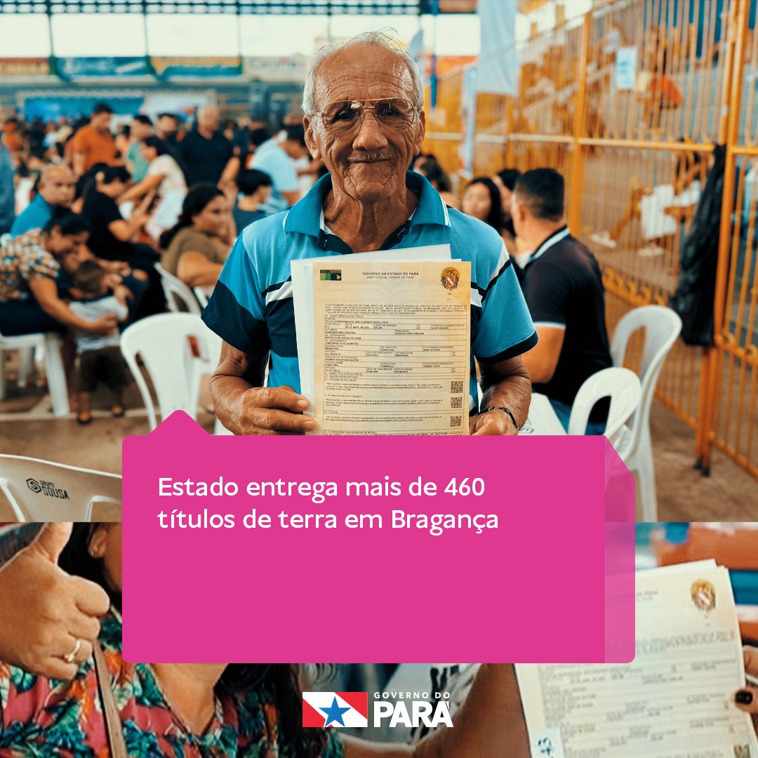 O governo paraense realizou hoje, 23 de maio, a entrega de 466 títulos de terra, beneficiando 24 comunidades do território de Bragança, na região nordeste paraense. A iniciativa faz parte do projeto de regularização fundiária rural, que visa garantir direitos e promover a