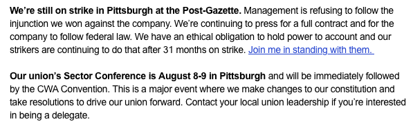 Bob Batz Jr. (@bobbatzjr) on Twitter photo Save the dates: From <a href="/gaufre/">Jon Schleuss supports PittsburghPG strikers</a>'s <a href="/newsguild/">The NewsGuild-CWA</a> newsletter today: Save the dates: From <a href="/gaufre/">Jon Schleuss supports PittsburghPG strikers</a>'s <a href="/newsguild/">The NewsGuild-CWA</a> newsletter today:
