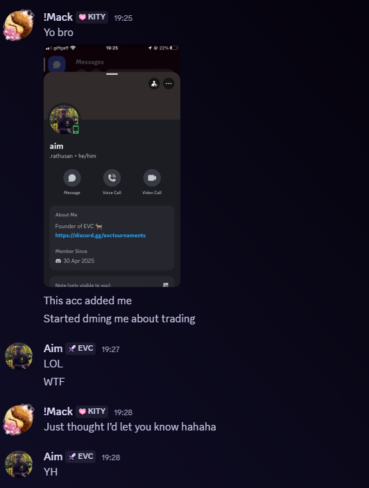 THIS IS NOT ME!! I do not trade as all my money is in EVC..😂