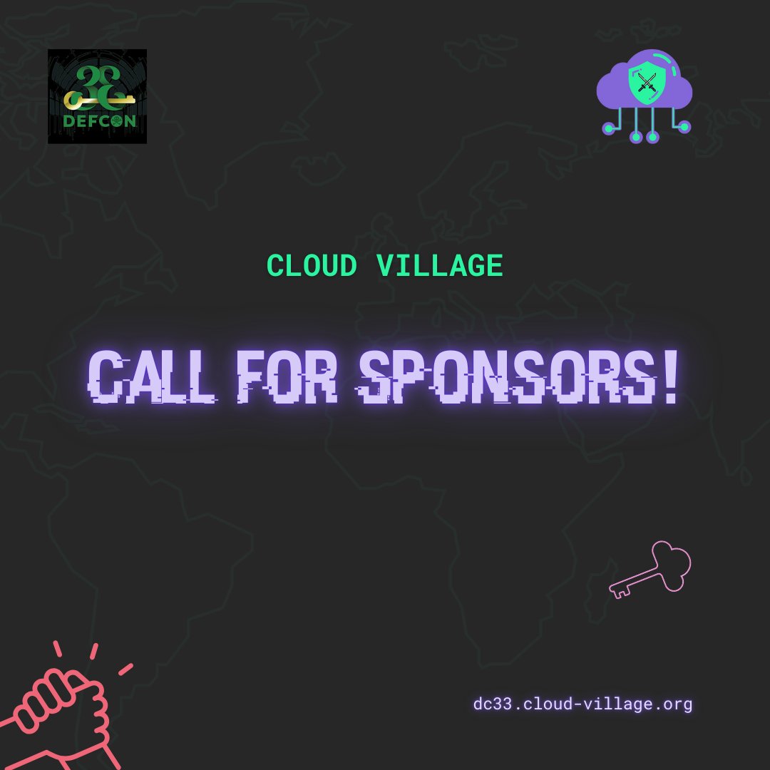 🔔Call for Sponsorship 🔔

<a href="/cloudvillage_dc/">Cloud Village</a> is coming back to <a href="/defcon/">DEF CON</a>. It’s a space built on curiosity, shared knowledge, and the people moving cloud security forward.

If your team believes in that mission and wants to support the community, We’d be glad to hear from you.

🔗