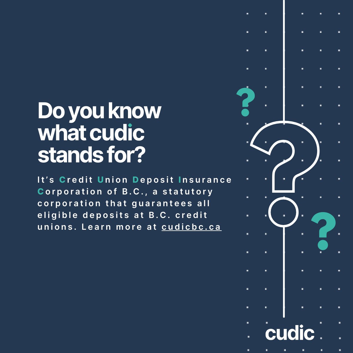 Do you know what CUDIC stands for? Learn more at cudicbc.ca