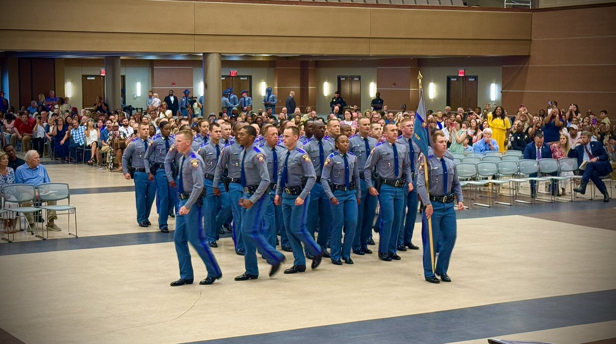 MSHwyPatrol's tweet photo. Congratulations to the graduating Troopers of Cadet Class 69.  Go forth, be community leaders, and serve your state well.  Welcome to the MHP family!
#VirtuteEtArmis
#CourtesyServiceSafety https://t.co/piM2oxpNJl