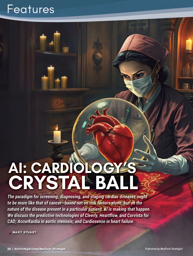 AccurKardia's tweet photo. Honored to feature in @MedTechStrat's  May ’25 cover, “AI: Cardiology’s Crystal Ball.” #AccurECG (FDA-cleared) + investigational: AK-AVS &amp; AK+ Guard show how ECG AI can detect arrhythmias, aortic stenosis &amp; hyperkalemia early. #DigitalHealth #ECGInnovation #Cardiology https://t.co/PAx6xrhApb