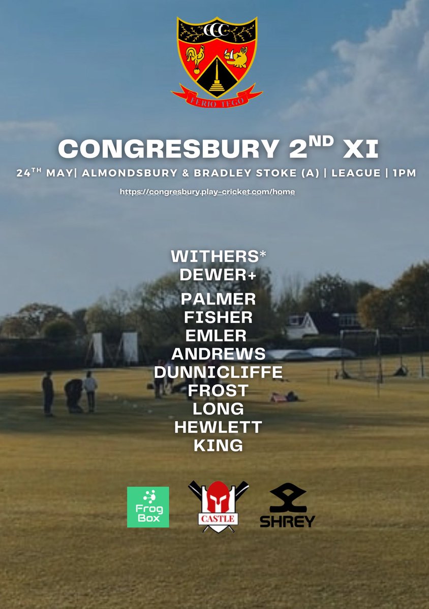 🏏 Your senior teams to take to the field this weekend!

🔴 The 1st XI, missing a few key players welcome junior Matt Kirwan for a 1st team debut whilst the 2nd XI head to Almondsbury &amp; Bradley Stoke in desperate search of a win!

⚫️ #OneCong