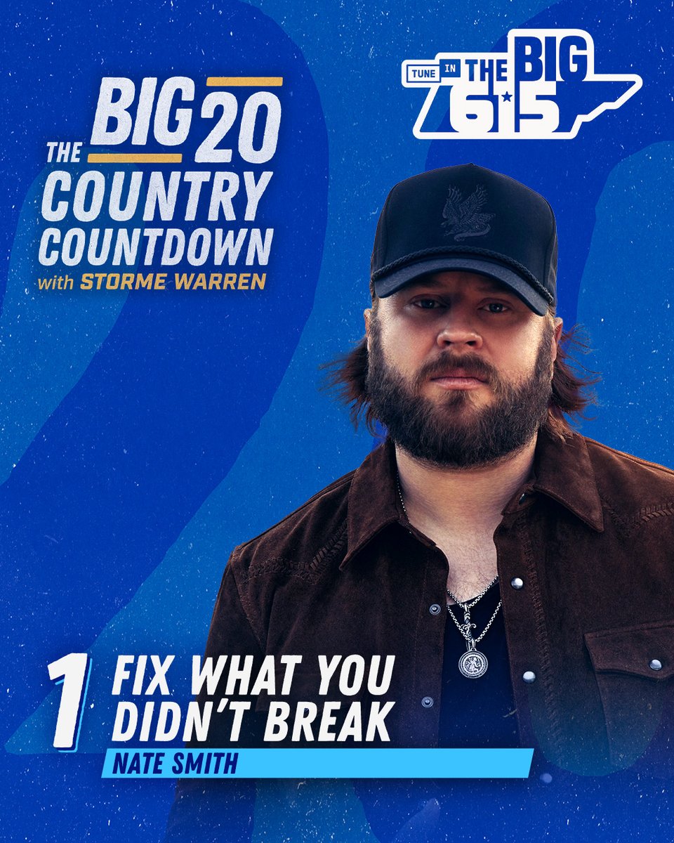 Nate Smith takes the #1 spot on this week’s BIG 20 Country Countdown! 🔥🎶

Who do you think should be at the top next week? Drop your pick in the comments! ⬇️

Catch the countdown every Saturday at 10am CT!