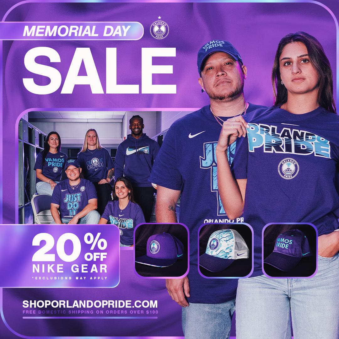ShopORLPride's tweet image. Get ready for Memorial Day with 20% off Nike gear at the Orlando Pride shop! 🤩
SHOP NOW: orlsoccer.co/SOPMemWknd