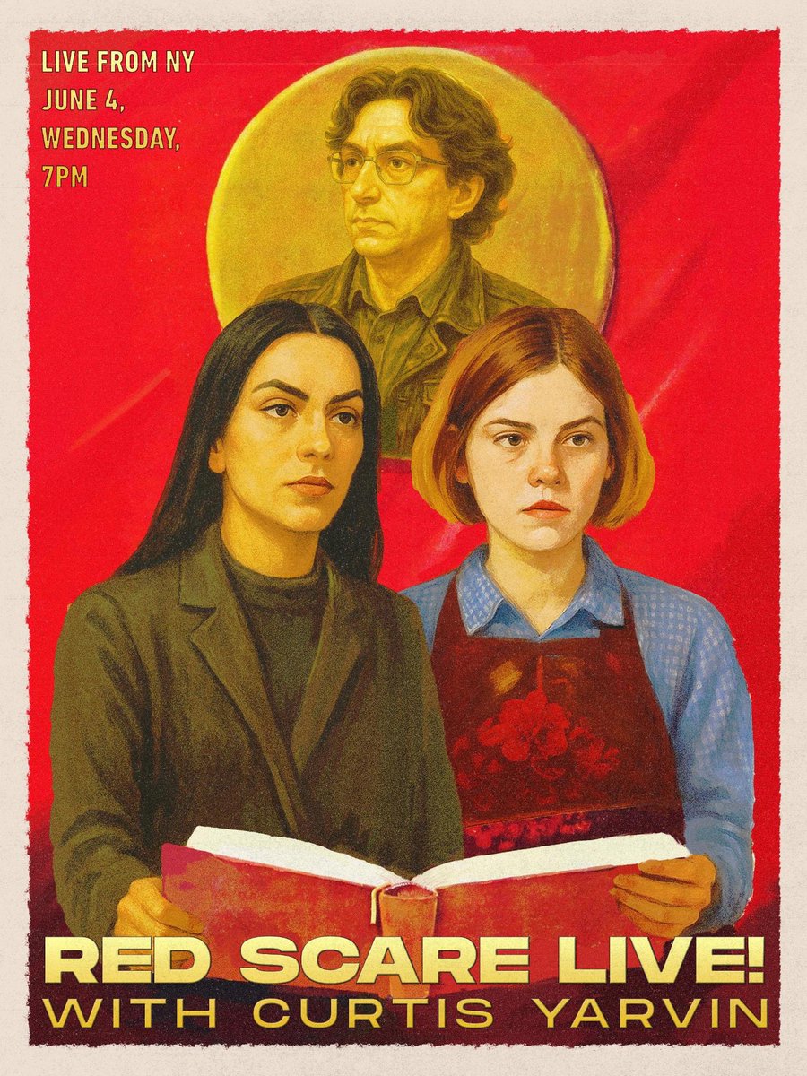 Passage TV is proud to announce a special LIVE episode of the Red Scare Podcast featuring <a href="/curtis_yarvin/">Curtis Yarvin</a> , <a href="/annakhachiyan/">Anna Khachiyan</a> and <a href="/dash_eats/">dasha</a> in NYC on Wednesday, June 4.

We will release the recording through Passage TV approximately one week after filming.

Tickets will be available