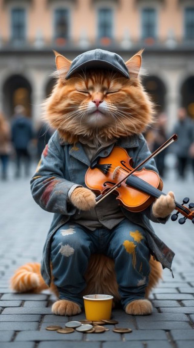 This cat is so good that whenever he plays his violin, he starts crying and cannot play anymore⤵️