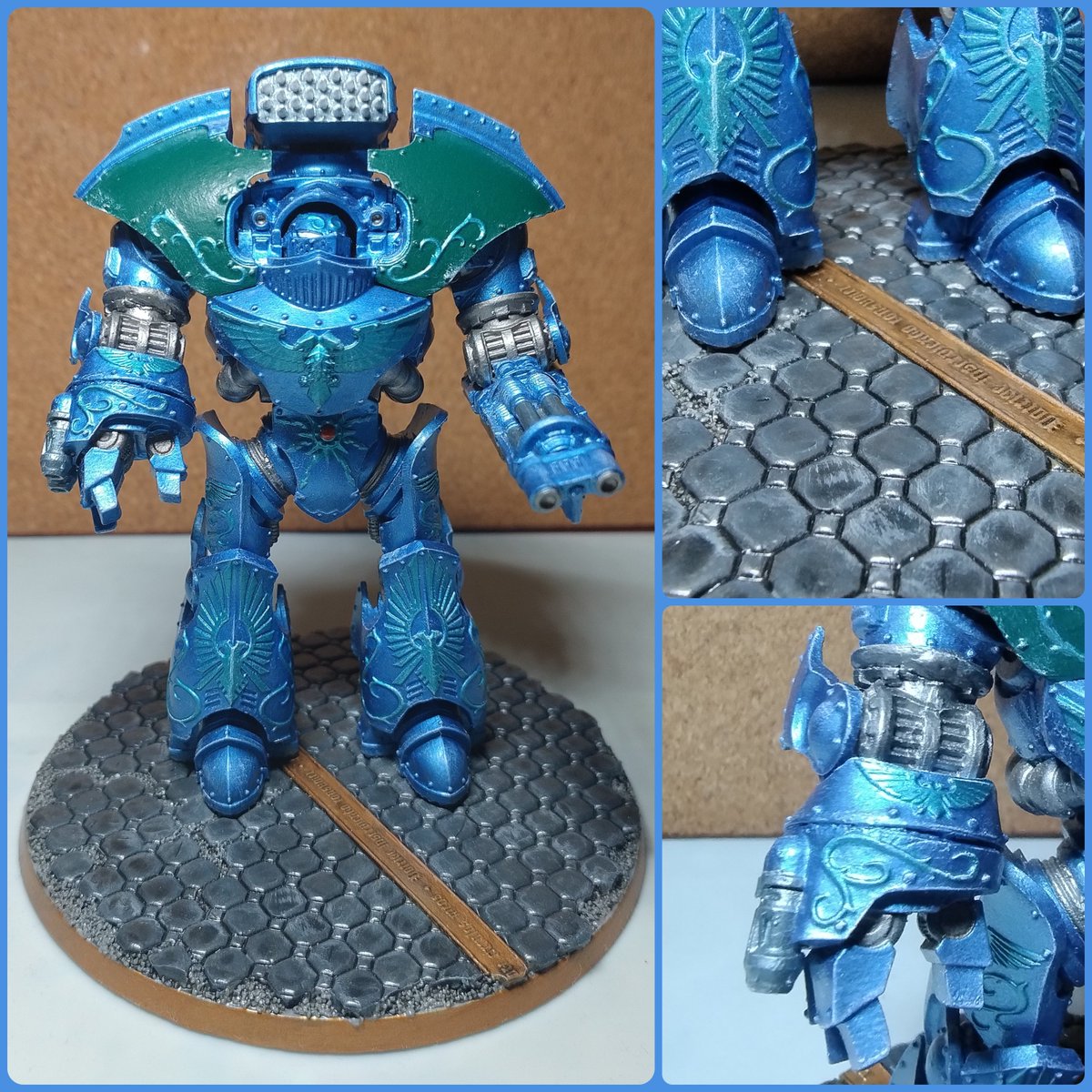 Tomgum0's tweet photo. My blue custodians - I hope it is not heresy!

#warmongers #warhammer40k #WarhammerCommunity #wh40k #PaintingWarhammer #custodes #alpharius https://t.co/ySROYyF7ox