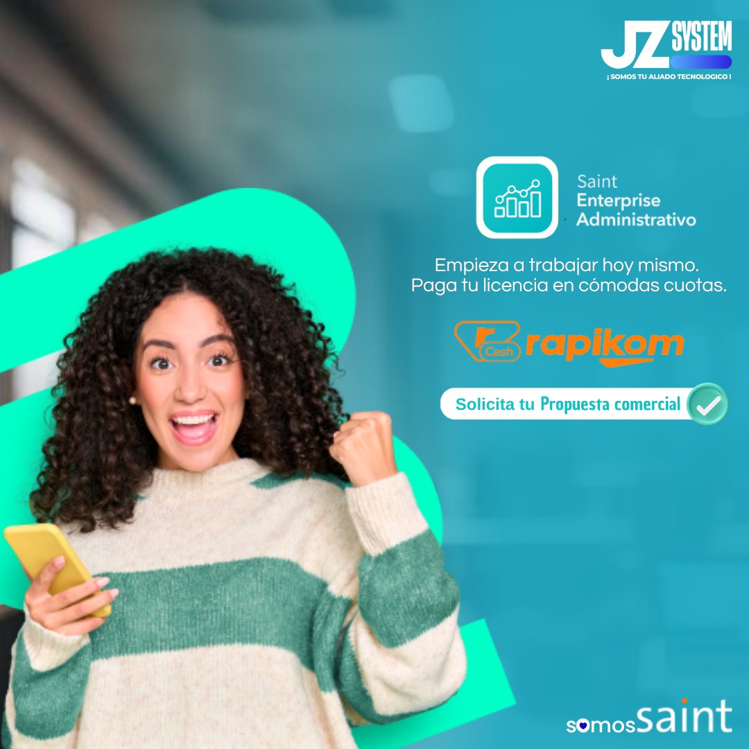JzSystem's tweet photo. 🎯 ¡Activa tu sistema hoy mismo! 
Con Saint Enterprise Administrativo⚙ puedes empezar a trabajar de inmediato y pagar tu licencia en cómodas cuotas gracias a Rapikom. 💱

📩 Solicita tu propuesta comercial.

🔹Zomos JZ SYSTEM – Tu aliado tecnológico.
... https://t.co/287Amk19OH