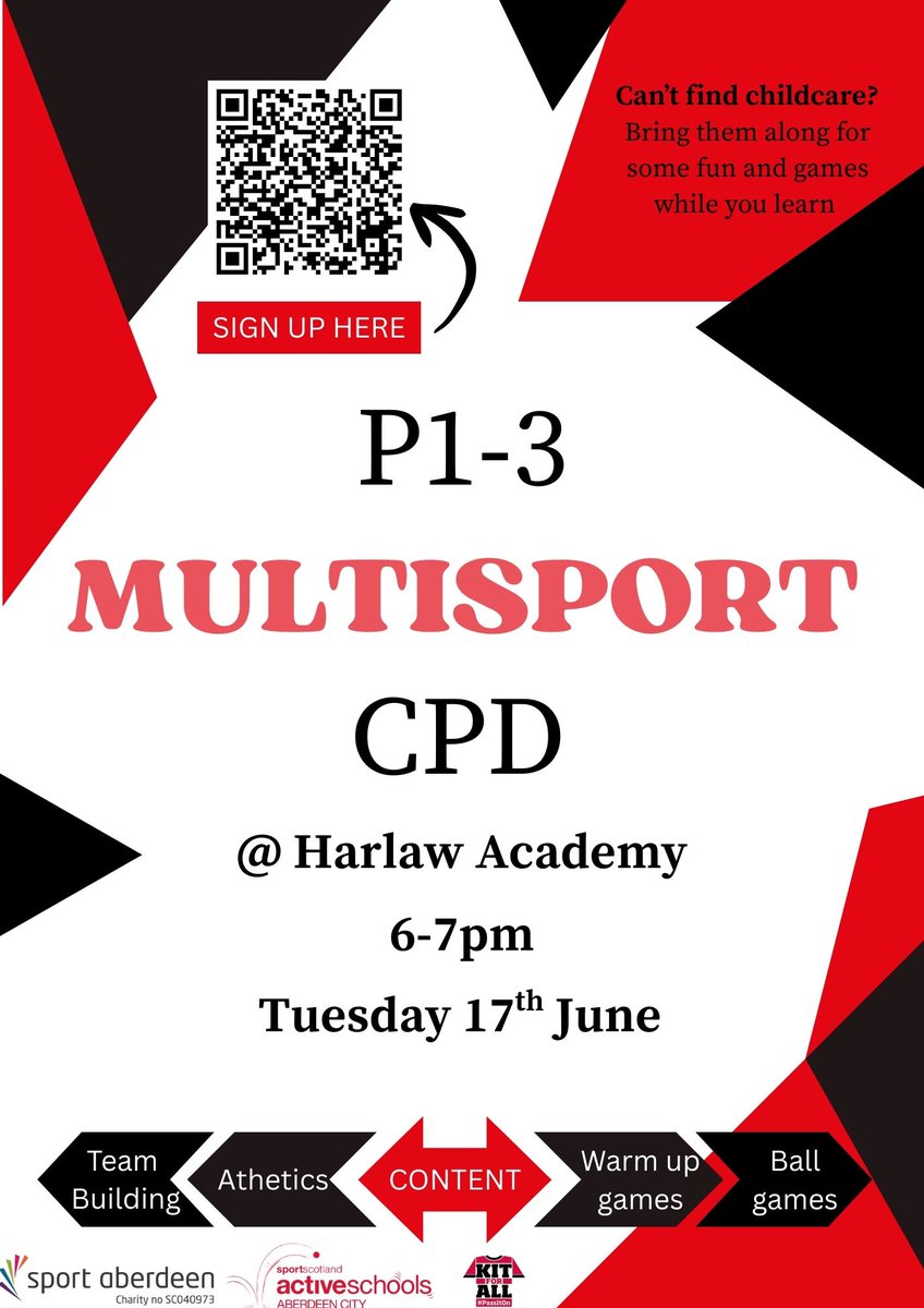 Active_Schools's tweet image. If you coach / volunteer P1-3 pupils: come along to our workshop to learn new activities, drills, games &amp;amp; content for sessions!

📅Tues 17th June
🕕6-7pm, Harlaw Academy
🤸Bring your kids with you if it helps with childcare!

More information &amp;amp; sign up ⬇️
eventbrite.co.uk/e/p1-3-multisp…