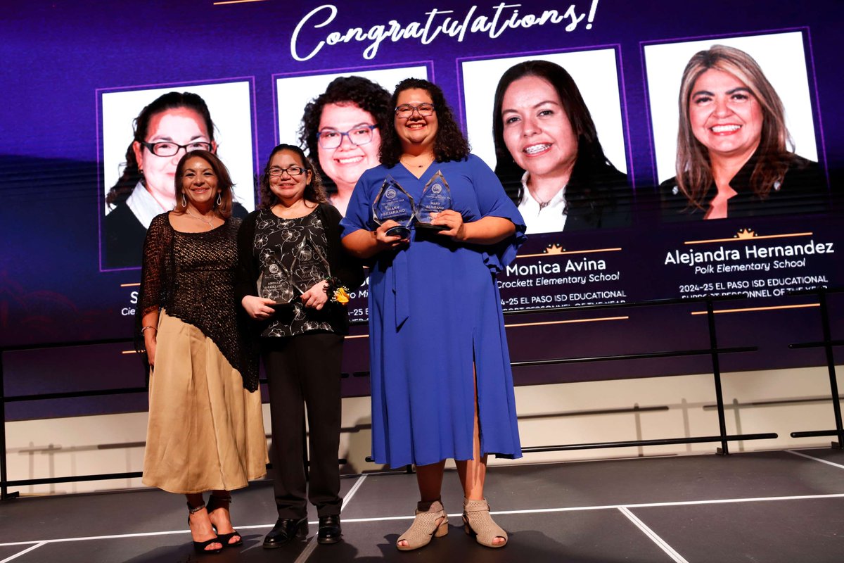 It was an inspiring evening celebrating our staff at the 2024–25 Teacher of the Year and Educational Support Personnel of the Year Awards Celebration. Congratulations to our TOY winners, Sandra Iglesias and Mary Bejarano, and our ESP winners, Monica Avina and Alejandra Hernandez!