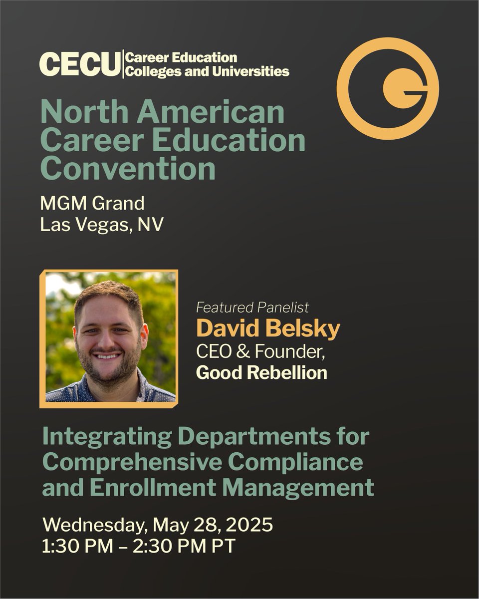 Our very own <a href="/dkbelsky/">David Belsky</a>  is heading to the 2025 North American Career Education Convention! <a href="/CECUed/">CECU</a>

He’s speaking on a panel May 28 (1:30 PT) about breaking down silos in enrollment, compliance &amp; student success. Stop by, listen in, say hi! 👋